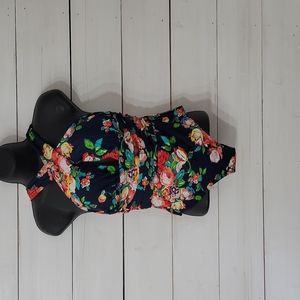 Fully lined ruched full piece floral bathing suit small